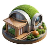 dramatic rustic Earth sheltered home, integrated into the landscape, sustainable design, minimal environmental impact, architectural rendering, high resolution png