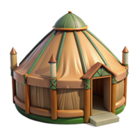 impressive classic Yurt, nomadic dwelling, portable structure, traditional design, natural materials, digital illustration, original png