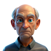 vibrant artistic Close-up portrait of an elderly man with deep wrinkles and a weathered face, illuminated by a single, overhead spotlight, in a hyperrealistic style exclusive png