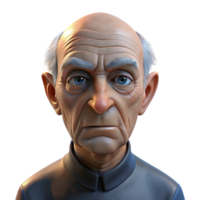 magnificent classic Close-up portrait of an elderly man with deep wrinkles and a weathered face, illuminated by a single, overhead spotlight, in a hyperrealistic style authentic png