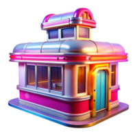 impressive contemporary A vibrant, colorful illustration of a 1950s diner, chrome details gleaming, bright neon signs, retro pop art style authentic png