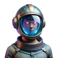 impressive abstract Portrait of a person wearing a futuristic spacesuit helmet, reflecting a nebula, lit by the helmet's internal light, in a science fiction style premium png