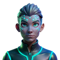 elegant creative Portrait of a person with glowing, bioluminescent tattoos, illuminating their face, lit by no external light source, in a dark fantasy style authentic png