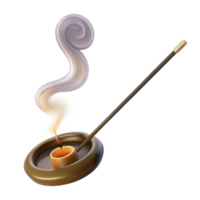 stunning classic A single, burning incense stick, with smoke swirling upwards, lit by a soft, mystical light professional png