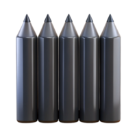 dramatic vintage Five precisely arranged, dark grey graphite pencils, tips aligned, with dramatic chiaroscuro lighting. Minimalist art high resolution png