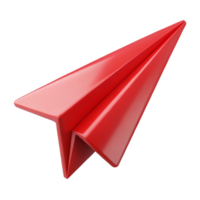 beautiful classic A single, red paper airplane mid-flight, captured with motion blur, against a stark white backdrop. Minimalist concept professional png