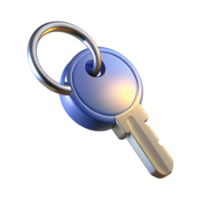 dramatic artistic A single key on a silver key ring, lit by a harsh, direct light from above high quality png