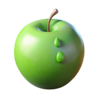 impressive abstract A single, ripe, green apple with a single water droplet clinging to its skin, under soft, natural lighting. Minimalist still life authentic png