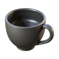 serene contemporary A single, matte black, ceramic teacup with a subtle, upward curve to the rim, lit by soft, diffused top lighting. Minimalist style original png
