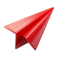 dramatic creative A single, red paper airplane mid-flight, captured with motion blur, against a stark white backdrop. Minimalist concept 4K png