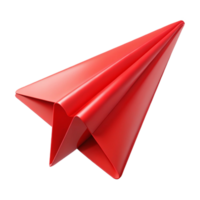 elegant traditional A single, red paper airplane mid-flight, captured with motion blur, against a stark white backdrop. Minimalist concept premium png