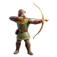wonderful vintage A medieval archer aiming his longbow at a distant target, illuminated by the bright sunlight of a summer day, in a photorealistic style high resolution png