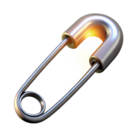 serene contemporary A single, open safety pin, gleaming silver, under a bright, direct light detailed png