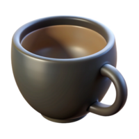 serene modern A single, matte black, ceramic teacup with a subtle, upward curve to the rim, lit by soft, diffused top lighting. Minimalist style high resolution png