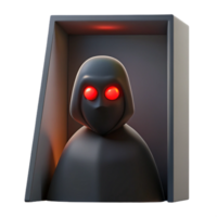 elegant minimalist A shadowy figure lurking in the corner of a darkened room, only its glowing red eyes visible. Low-key lighting, film noir style. Psychological thriller, suspense style professional png