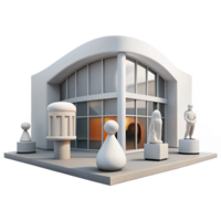 wonderful modern Modern art museum, sleek white walls, large windows, showcasing contemporary sculptures, minimalist and sophisticated style high quality png