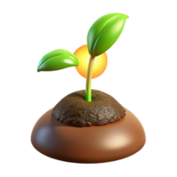 elegant classic A sprouting seedling pushing through rich, dark soil, lit by a warm, overhead light. Hopeful, life cycle theme authentic png