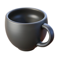 serene creative A single, matte black, ceramic teacup with a subtle, upward curve to the rim, lit by soft, diffused top lighting. Minimalist style authentic png
