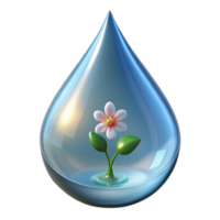 stunning traditional A crystal clear drop of water magnifying a tiny wildflower. Macro photography, scientific style high quality png