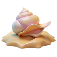 dramatic classic A seashell resting on the beach, soft pastel colors, realistic rendering premium png