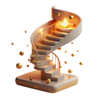 beautiful abstract A staircase spiraling upwards into a cloud of fireflies, each firefly representing a lost thought, lit by the warm glow of embers, Impressionist style genuine png