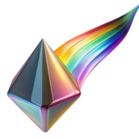 beautiful abstract A stream of liquid light flowing through a crystalline prism, scattering rainbow colors, in a light art style professional png