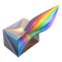 serene minimalist A stream of liquid light flowing through a crystalline prism, scattering rainbow colors, in a light art style original png