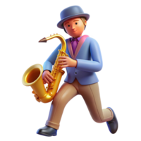extraordinary classic Street musician playing a saxophone in a busy square, dynamic pose, warm street lighting, candid style genuine png