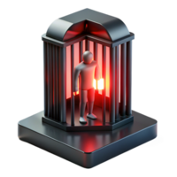 vibrant rustic A futuristic prison cell, with a lone figure trapped inside, illuminated by a flickering red light. Dark, oppressive, and realistic style original png