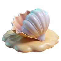 dramatic minimalist A seashell resting on the beach, soft pastel colors, realistic rendering high quality png