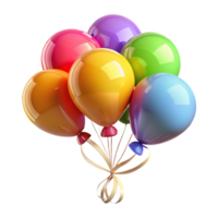 elegant contemporary A group of colorful balloons floating upwards, tied together with a ribbon, bright and cheerful lighting, classic cartoon style 4K png