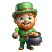 stunning vintage A mischievous leprechaun with a pot of gold, mischievous grin, Irish folklore-inspired cartoon style authentic png