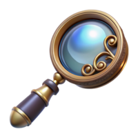 extraordinary artistic A steampunk monocle with a magnifying glass and intricate filigree design, reflecting a bright light, in a product photography style genuine png
