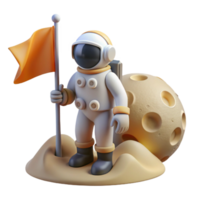 impressive traditional A lone astronaut planting a flag on a newly discovered planet, with two moons visible in the sky. Warm, natural lighting, photorealistic style exclusive png