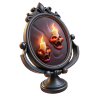 elegant vintage A haunted mirror reflecting a distorted, demonic version of the viewer. Dim, flickering candlelight. Supernatural horror, gothic horror style genuine png