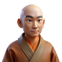 magnificent abstract Portrait of a serene monk in flowing robes, lit by the soft light of a temple, in a traditional Asian art style premium png