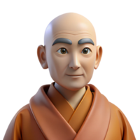 wonderful traditional Portrait of a serene monk in flowing robes, lit by the soft light of a temple, in a traditional Asian art style authentic png