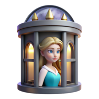 elegant abstract A beautiful princess imprisoned in a tall tower, gazing longingly out the window, lit by a single, melancholic moonbeam, in a Pre-Raphaelite style authentic png