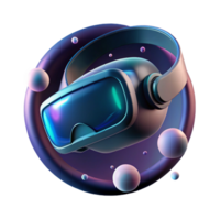 dramatic traditional A virtual reality headset floating in a dark void, illuminated by a soft, ethereal glow, in a surreal style detailed png
