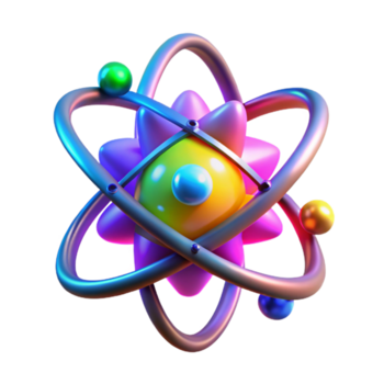sereno classico un' quantistico computer nucleo radiante energia, illuminato di un' vibrante, multicolore leggero mostrare, reso nel un astratto, scientifico stile autentico png