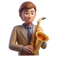 stunning abstract Portrait of a young musician with a saxophone, bathed in the warm glow of a jazz club, in a vintage poster style authentic png