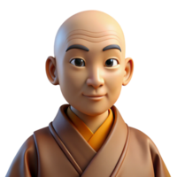 vibrant abstract Portrait of a serene monk in flowing robes, lit by the soft light of a temple, in a traditional Asian art style authentic png