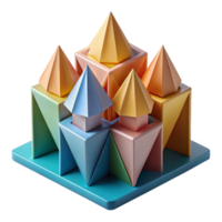 Maravilhoso rústico origami arquitetura, guardada papel estruturas, intrincado geométrico padrões, colorida projeto, digital arte Alto qualidade png