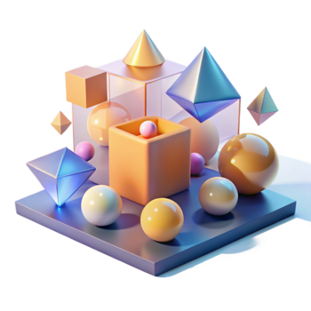 degno di nota creativo un' campo di galleggiante, geometrico primitivi, illuminato di un' morbido, ambientale luce, nel un' costruttivista stile premio png