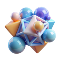 elegant rustic A cluster of floating, geometric primitives, illuminated by a soft, ambient light, in a constructivist style authentic png