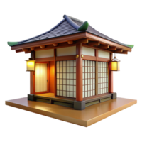 magnificent rustic Traditional Japanese teahouse, wooden frame, tatami mats, paper screens, soft natural light, peaceful mood, high quality png