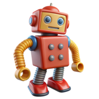 wonderful classic A vintage, toy robot with bright, primary colors winding down, its key protruding from its back. Retro illustration style 4K png