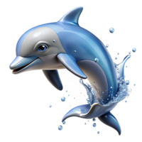 dramatic modern A playful dolphin leaping out of the ocean, captured in a dynamic, action shot with sparkling water droplets authentic png
