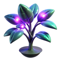 magnificent creative A close-up of a genetically modified plant, its leaves glowing with an unnatural luminescence, lit by a blacklight. Surreal and biopunk style exclusive png