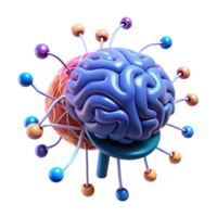 stunning creative A human brain connected to a complex network of wires and circuits, floating in a digital space. Electric, vibrant lighting. Biopunk style premium png